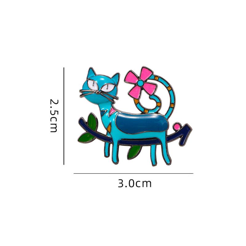 1 Pc Cute Oil Dripping Cat Brooch Cartoon Kitten Brooch Anti Walking Light Diamond Cat Brooch