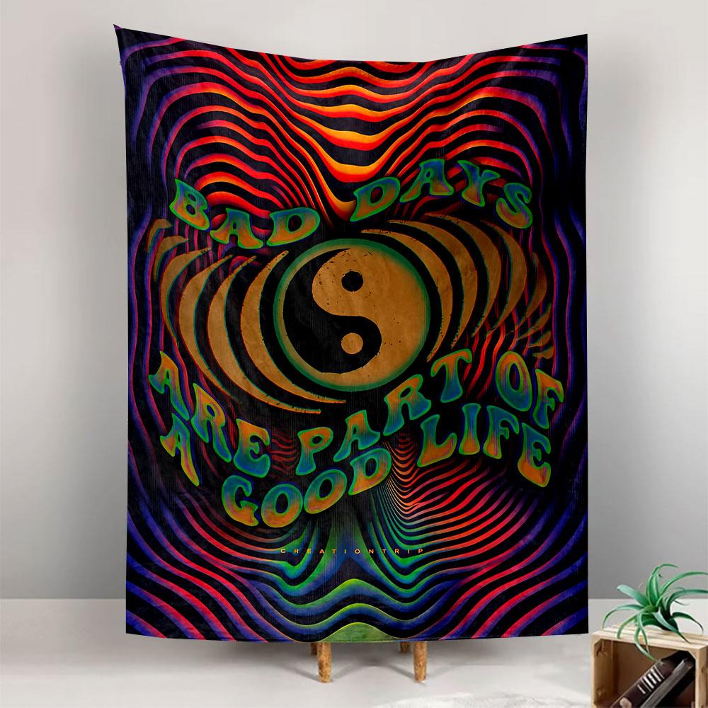 Bad Days Quote Tapestry Wall Hanging, Part of Good Life Inspirational Art, Motivational Wall Decor for Bedroom Living Room Dorm