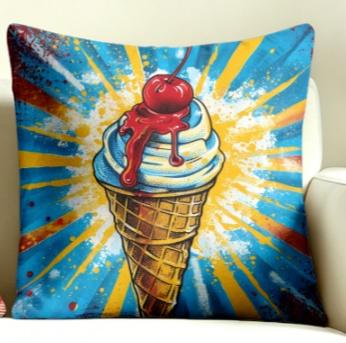 Cute Dessert Cake Printed Pillowcase Single Side Print Soft Home Living Room Garden Decor Cushion Cover No Insert