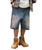 WEGO Джинсовые шорты средней длины с двойными коленями и потертостями, уличная одежда, мужские, средний размер, деним,