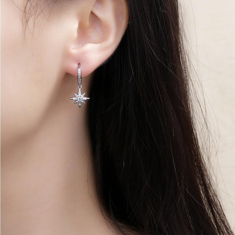 Diamond-inlaid Zircon Star Ear Buckle Earrings