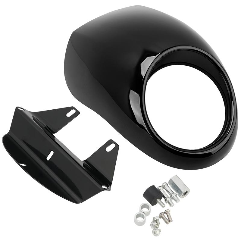 Motorcycle 5 3/4" Headlight Fairing Retro Front Light Mask Cowl For Harley Dyna Street Bob Sportster XL 883 1200 1986-Up Parts