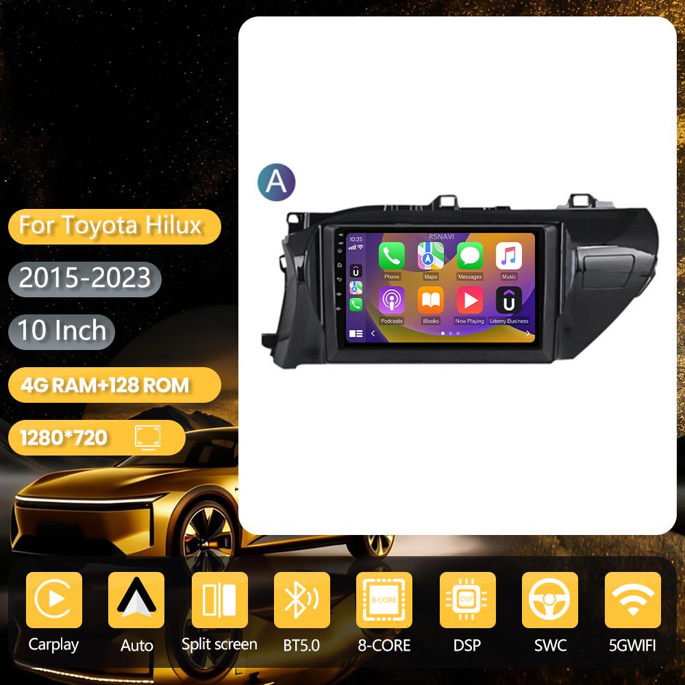 Android 16 pour Toyota Hilux 2016 - 2020 Carplay Auto Écran 2K WIFI+4G Autoradio Lecteur Multimédia Stéréo Autoradio 4G