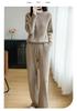 Elegant Double-Strand Round Neck Wool Sweater for Women – Long Sleeve, Loose Knit Cashmere, Slimming Design