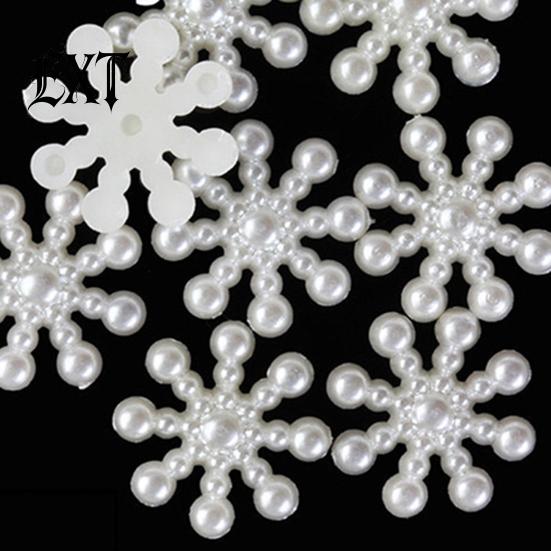 DIY Snowflake 100Pcs Decorations Attractive Wear-resistant Cute Artificial Flatback Pearl Faux for Christmas