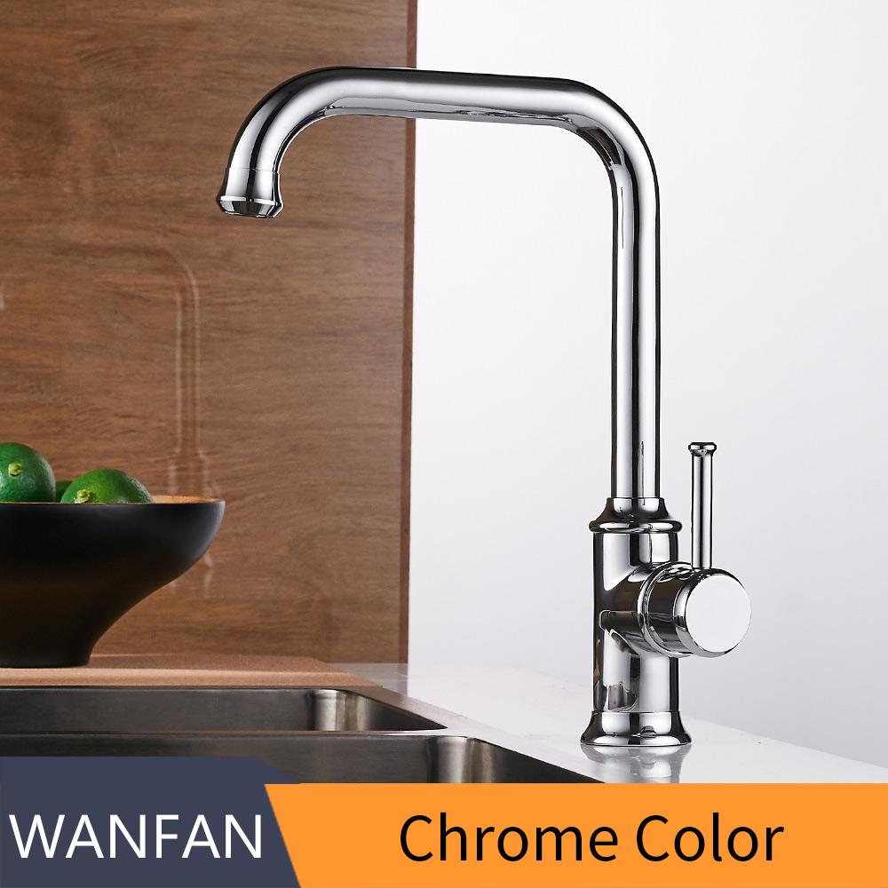 Kitchen Faucets Matte Black Color Brass Crane Kitchen Faucets Hot and Cold Water Mixer Tap Single Hole Mixer Tap WF-18059