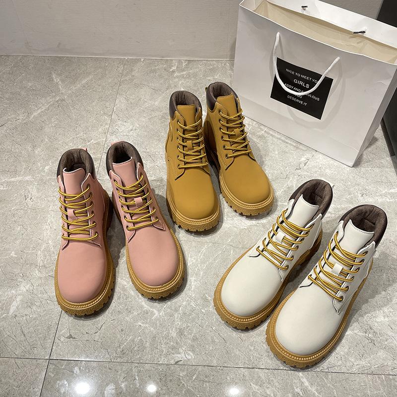 Ботинки Martin ретро локомотив женские осенние универсальные большие желтые ботинки в британском стиле кожаные короткие ботинки на толстой подошве