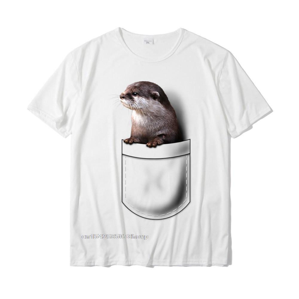 Cute Otter Pocket Peeking Pocket Funny Otter Tshirt Unisex Classic Cosie Tops Shirts Cotton T Shirts Slim Fit
