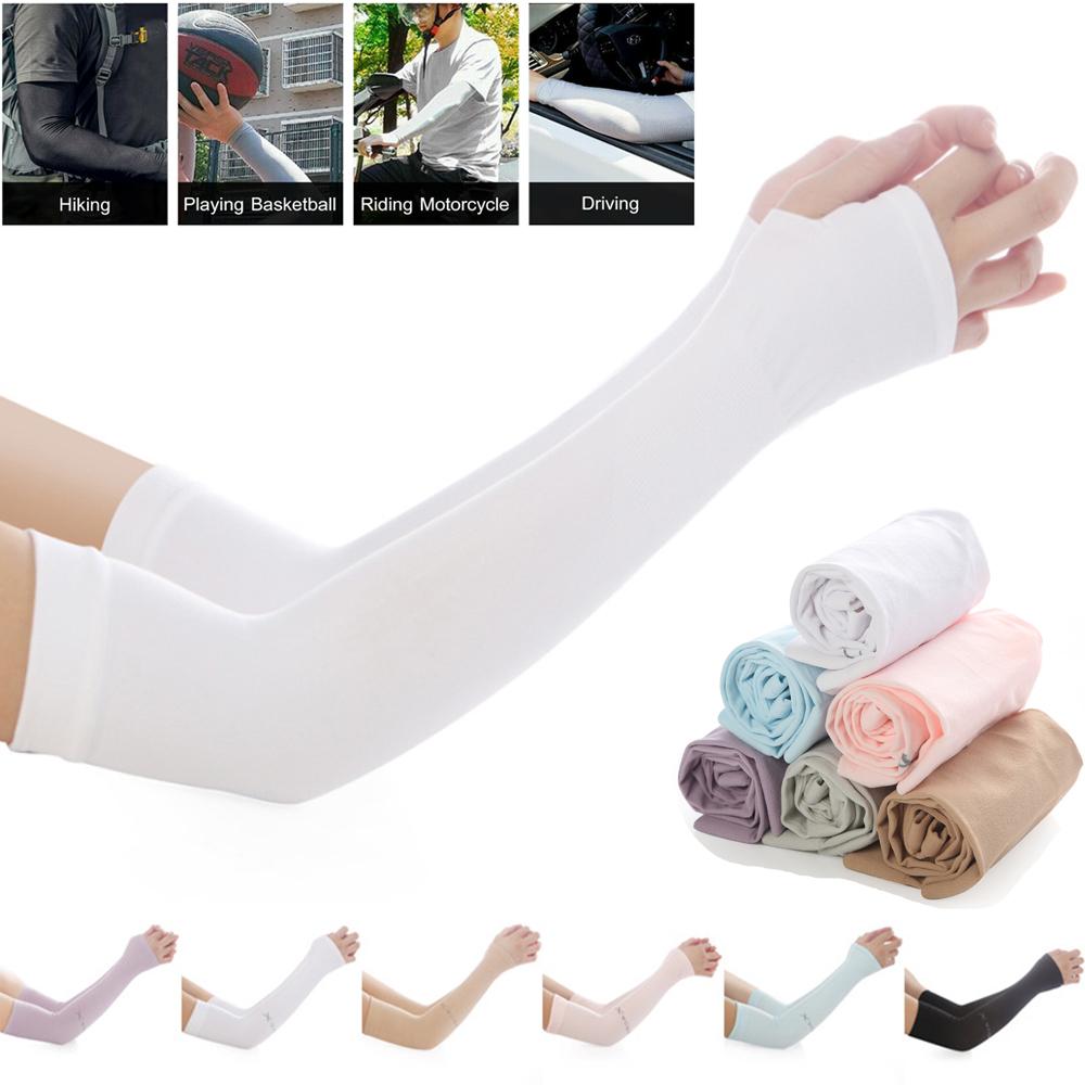 Exposed Thumb Running Sportswear Summer Cooling Arm Sleeves Sun Protection Arm Cover Outdoor Sport