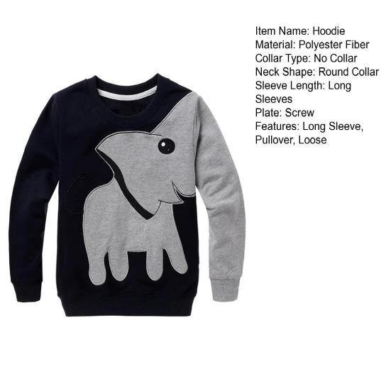 Толстовка с капюшоном для малышей с длинным рукавом, пуловер, толстовка с милым слоном, свободная толстовка с капюшоном, спортивная одежда для отдыха