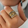 Stainless Steel Mixed Color Multi-layer Line Winding Knot Women's Ring 18K Gold PVD Plated Trendy Design Zircon Gift 2026