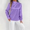 Light Transparent Solid Color Long Sleeved Top Satin Women’s Blouses & Shirts