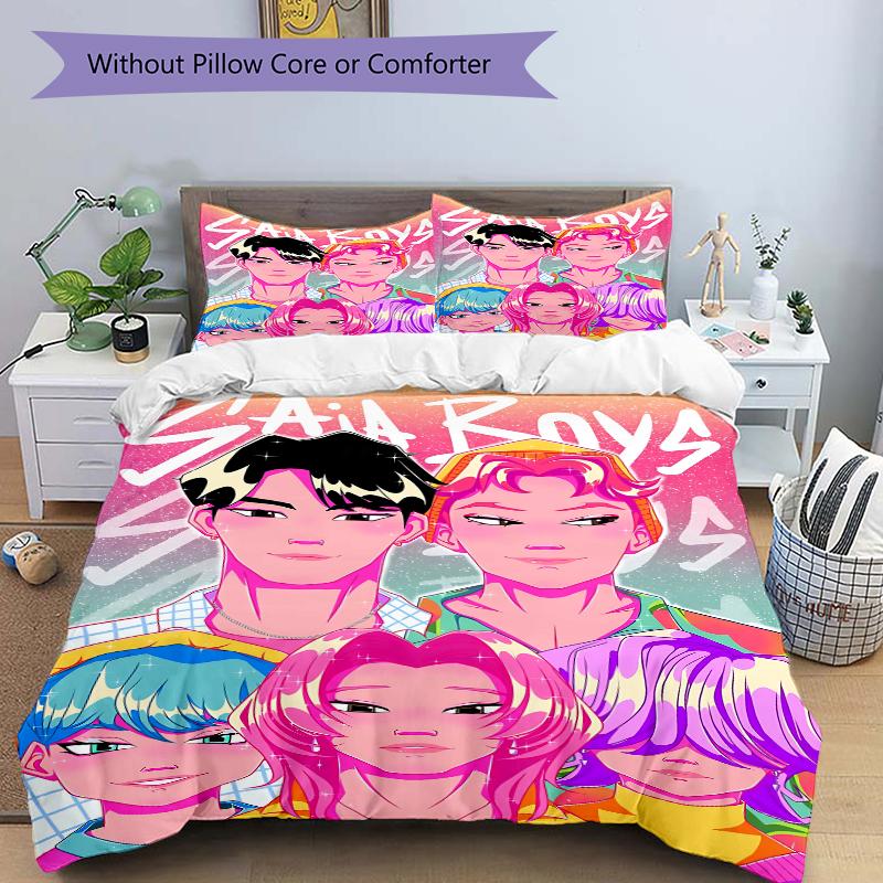 3Pcs Boys Bright Colors Bedding Set Soft Fabric Duvet Cover Pillowcases Home Christmas Xmas Halloween Gift 1 Duvet Cover 2 Pillowcase G1157
