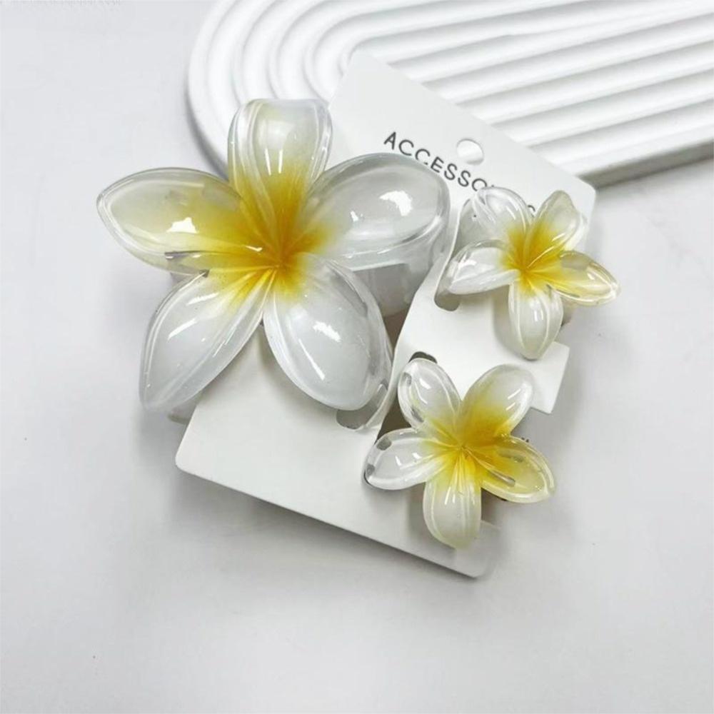 3Pcs/Set Acrylic Hair Claws Plumeria Flower Ponytail Clip Colorful Hair Accessories Summer
