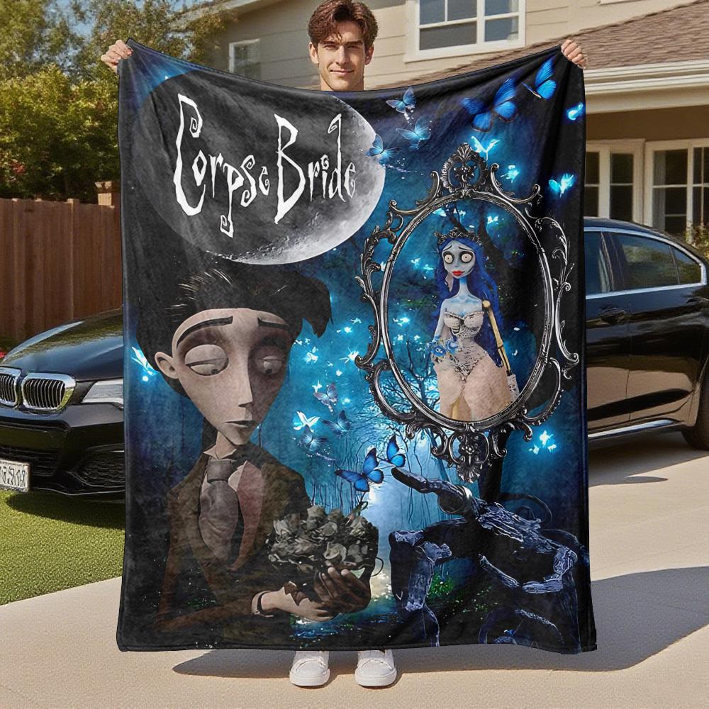 1pc Corpse BrideOutdoor Flannel Blanket Soft Plush Decor for Picnics, camping,Bedroom, Playroom, or Lunch Breakn1182A