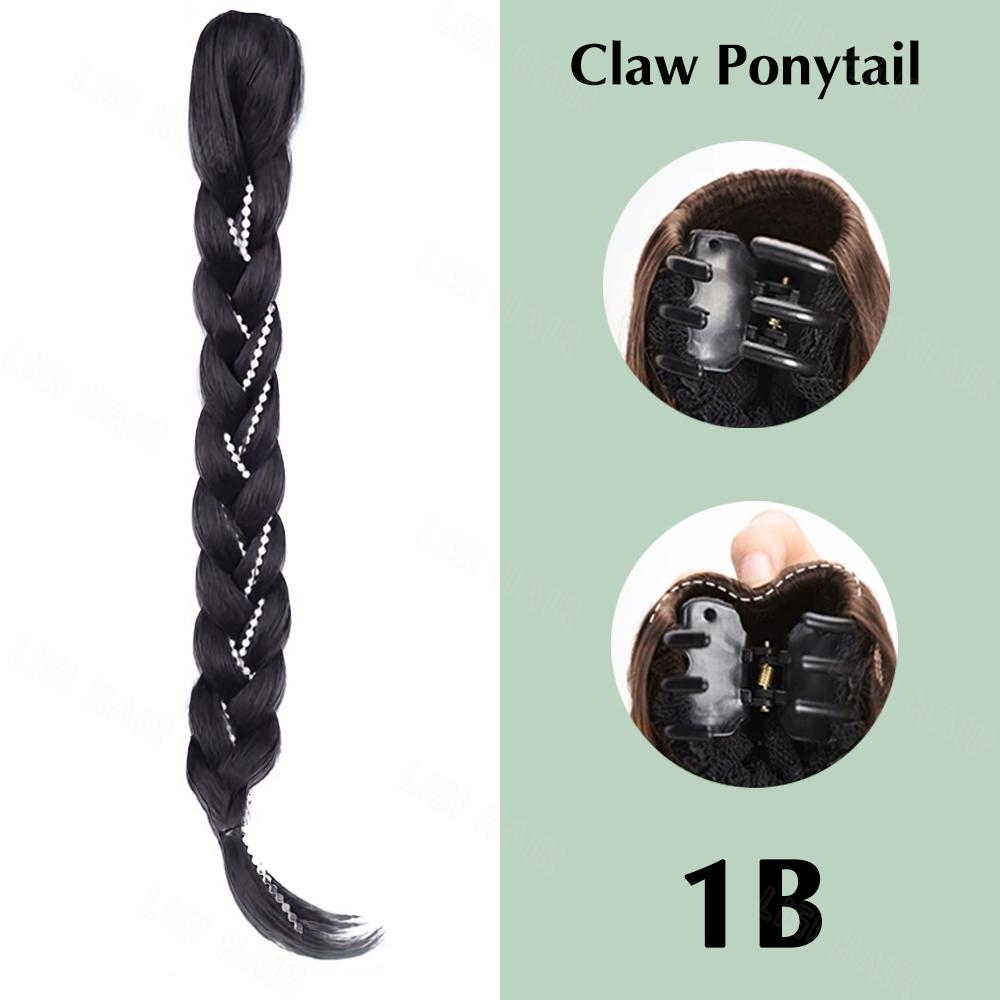 MERISIHAIR Синтетический длинный прямой гибкий плетеный хвостик натуральный черный для женщин повседневный косплей