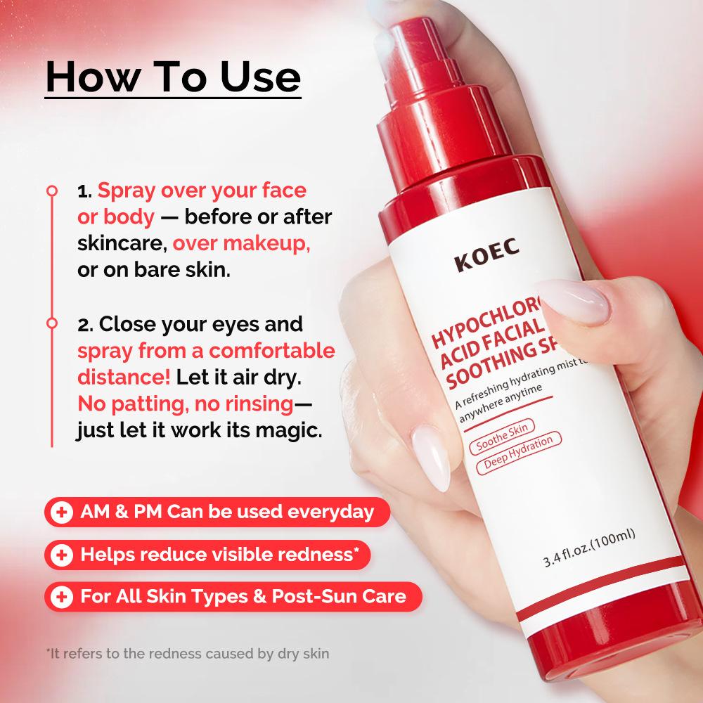 KOEC Hypochlorous Acid Soothing Moisturizing Face Spray 100g, Sensitive Skin Relief