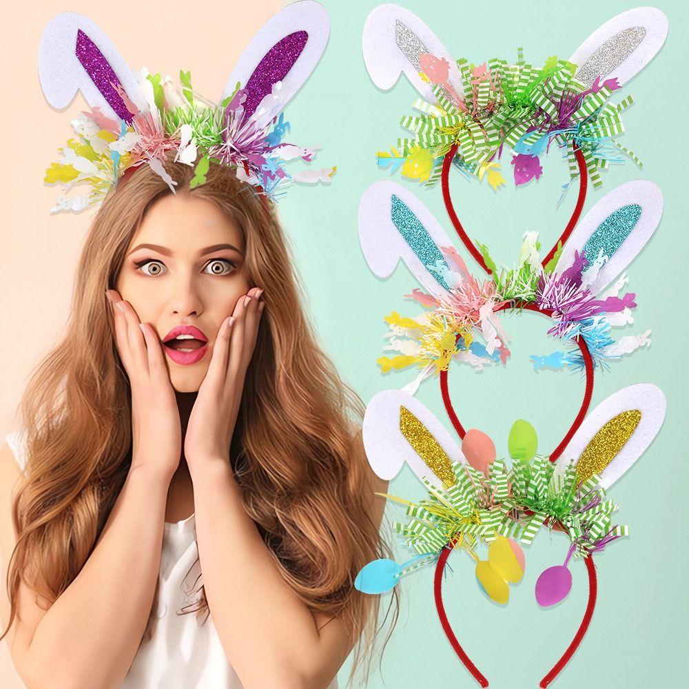 Sequin Easter Rabbit Ears Headbands Wear-resistant Cosplay Headbands  Costume Party Accessories