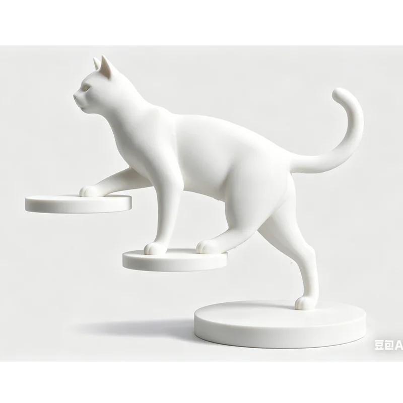 Современная 3D-печатная скульптура прыгающей кошки Геометрический Минималистичный Декор для дома Настольное украшение для гостиной Идеальный подарок для любителей кошек