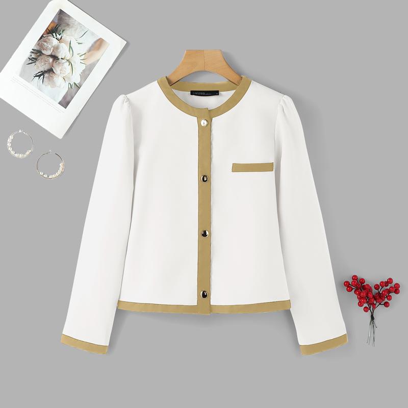 ZANZEA Женская повседневная блузка с круглым вырезом и длинными рукавами