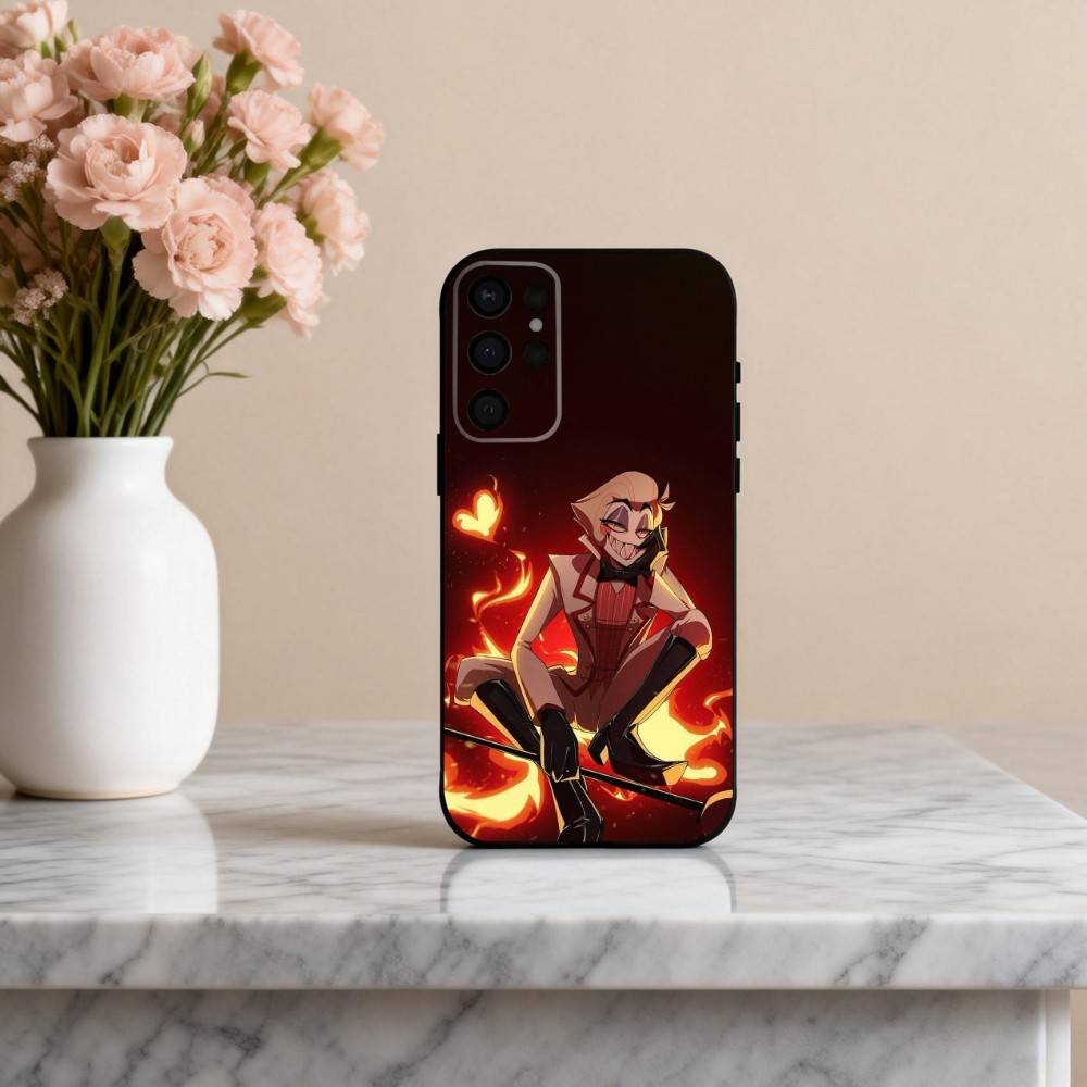 H-Hazbin H-Hotel L-Lucifer M-Magne Чехол для телефона Samsung S25,24,23,22,30,21,10,9,Ultra,Plus,Lite,FE,4,5 G Мягкий черный чехол