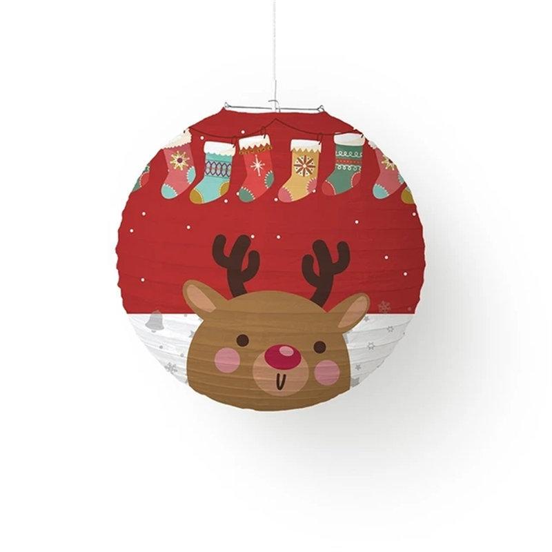 Hanging Lantern Chinese Paper Ball Lampion Christmas Festival Decoration Accessories Santa Xmas Gift Craft Decor Christmas Tree