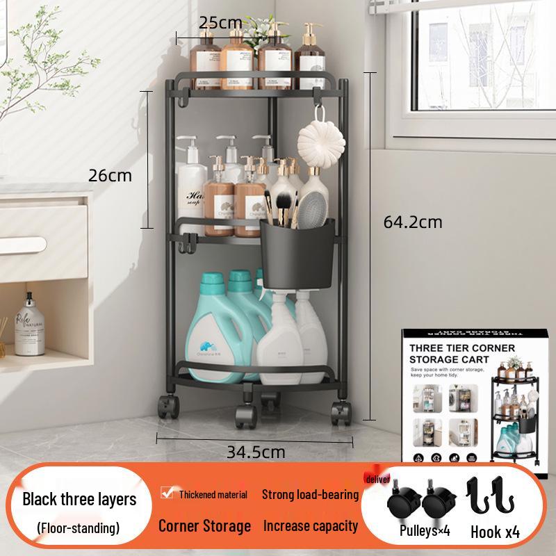 Multi-layer Kitchen Corner Shelf Rack: Triangle Countertop & Floor Storage for Seasonings