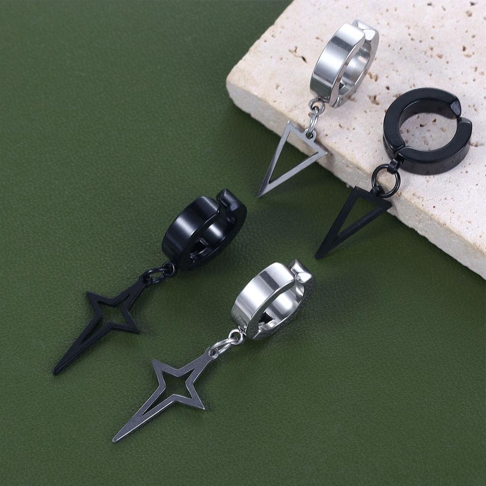 Male Fake Piercing Fashion Jewelry Korean Style Ear Cuff Cross Clip Earring Non-Piercing Earring