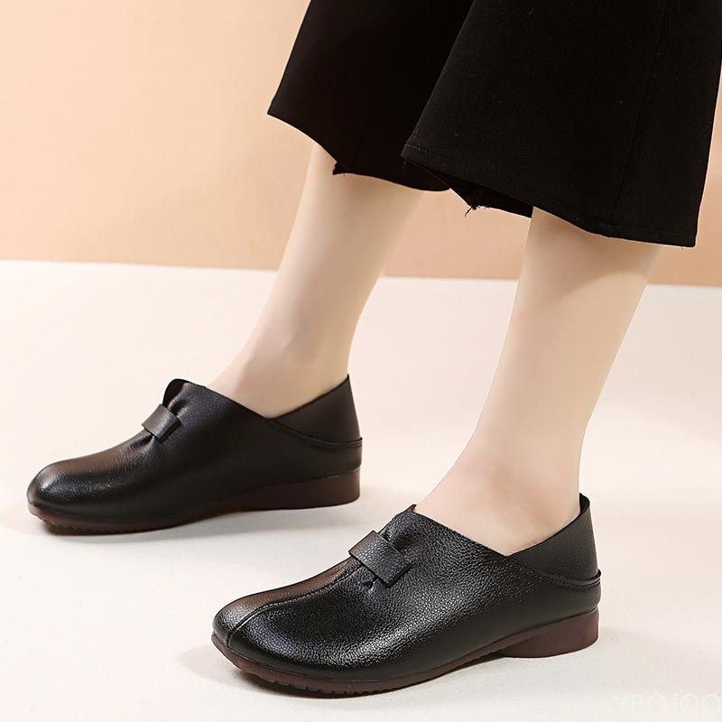 Кожаные туфли ручной работы на плоской подошве, женские лоферы с узлом-бабочкой для женщин, мягкая обувь без шнуровки, летние прогулочные туфли на этнической подошве в стиле ретро