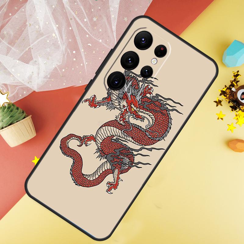 Чехол в японском стиле с драконом для Samsung Galaxy S24 Ultra S23 S22 Plus S21 S20 FE S8 S9 S10 Note 10 20 Ultra