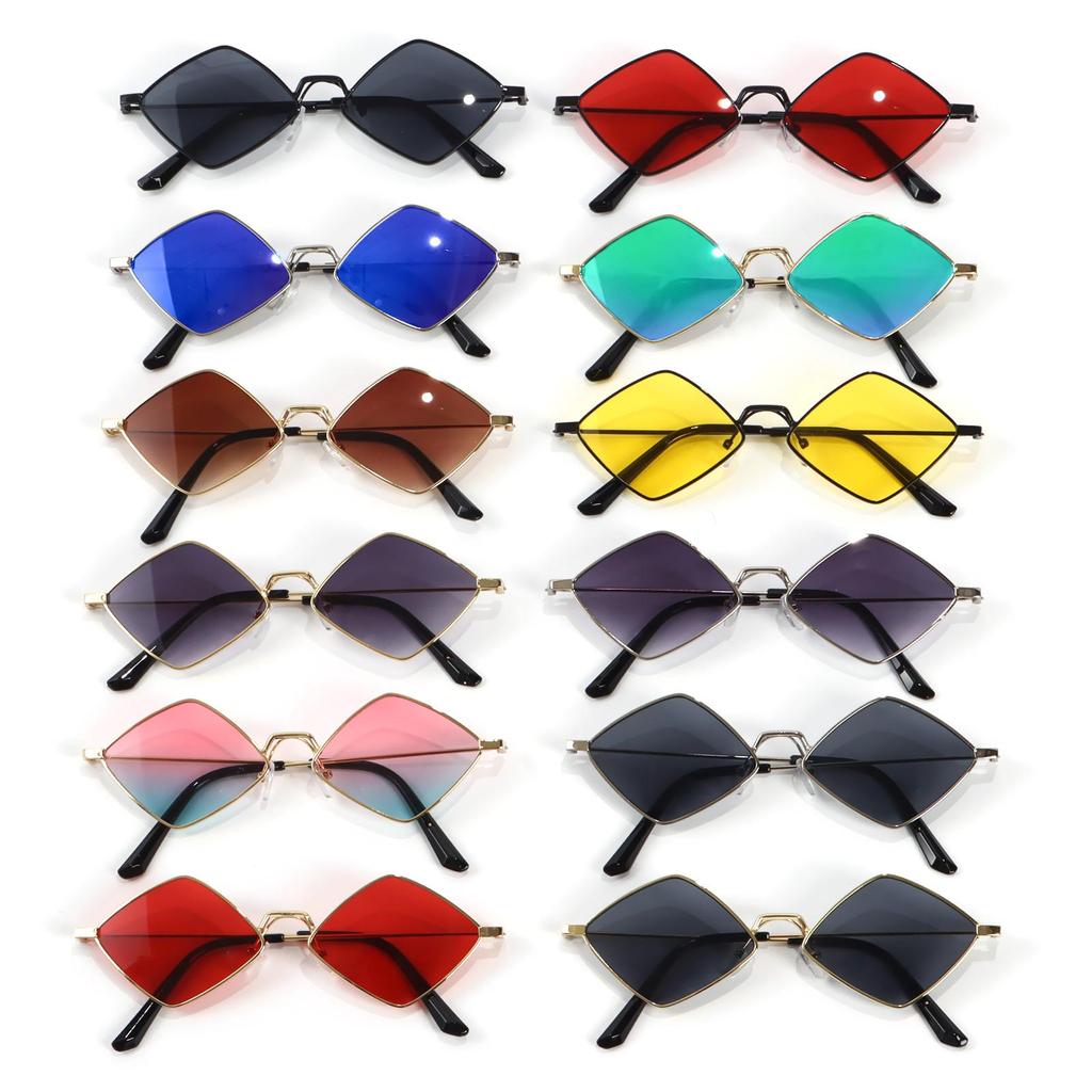 Trendy Small UV Protection Film Metal Men's Shades Sun Glasses Women's Sunglasses Diamond Shape