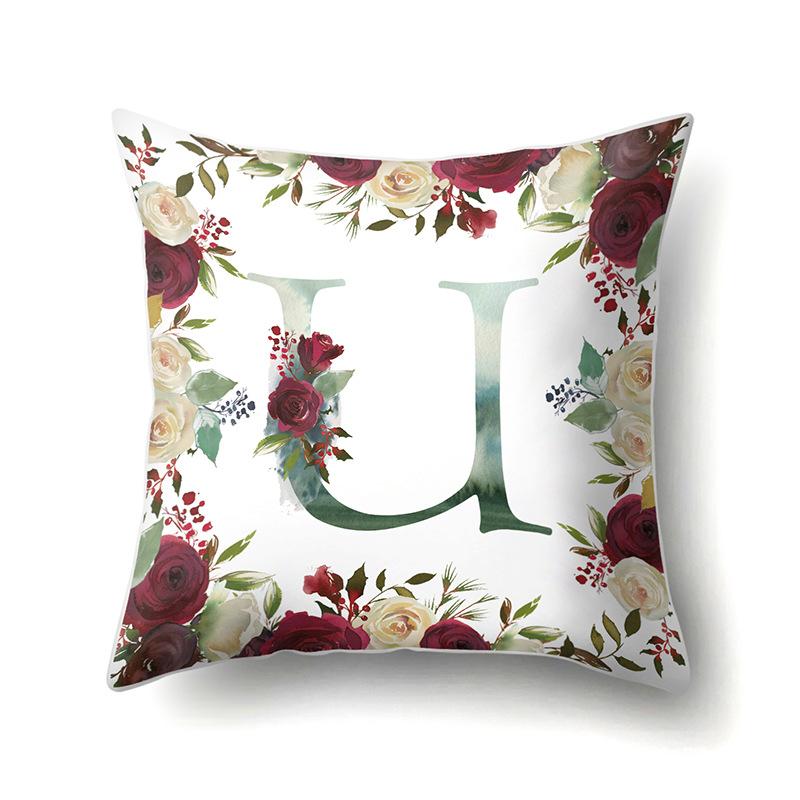 Полиэстеровая наволочка Американский Ретро Цветок Растение 26 Английских Букв Наволочка для Подушки Автомобильная Наволочка