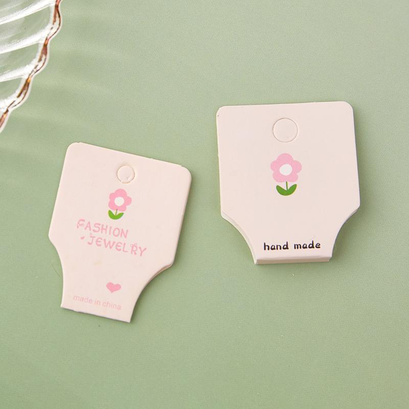 50Pcs Pink Flower Fold Packing Cardboard Display Cards For Handmade Necklace Bracelet Headwear Hairband Retail Hanging Labels