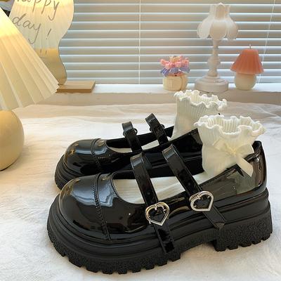 Маленькие кожаные туфли Jk для колледжа, женские туфли в британском стиле на высоком каблуке и толстой подошве, черные французские нишевые туфли в стиле ретро, милые крутые туфли Мэри Джейн, летние