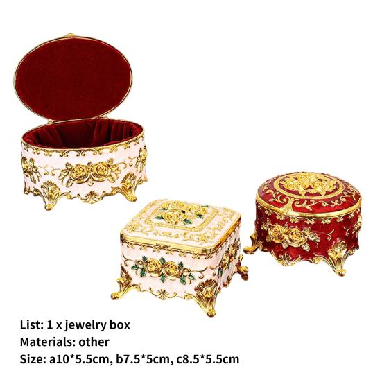 Jewelry Box Vintage Storage Reusable Unique Rose Pattern Organizer for Bedroom