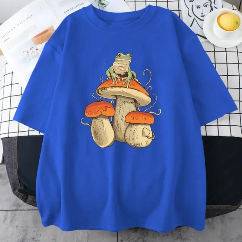 Cottagecore Aesthetic Mushroom Dark Academia Frog Новая мужская футболка Хип-хоп спортивная футболка Летний топ мужская одежда