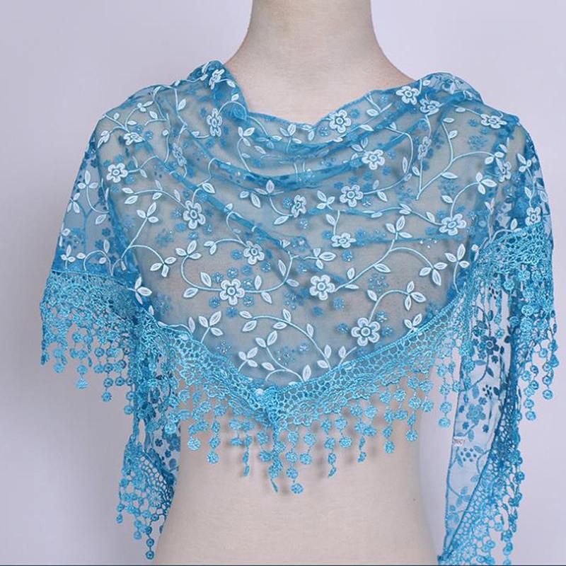 1Pc Women Triangle Wrap Lady Shawl Flower Lace Scarf Shawls
