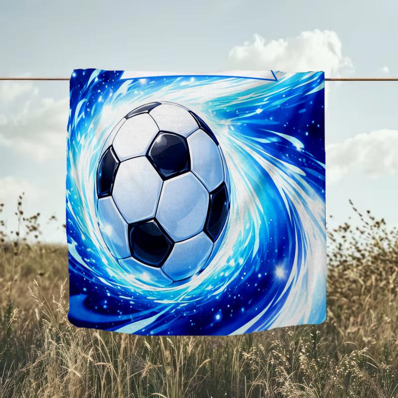 1PC Custom Name Soccer Ball Blue Swirls outdooor Flannel blankets Throw Blanket All-Season Throw Gift Bedspread for Couch, Bed, Camping Holiday Birthd