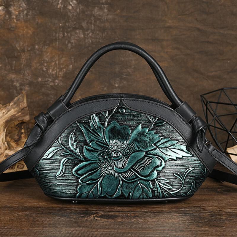 Johnature Ретро-сумка ручной работы из натуральной кожи с тиснением, женская сумка, универсальные сумки из воловьей кожи на плечо и через плечо