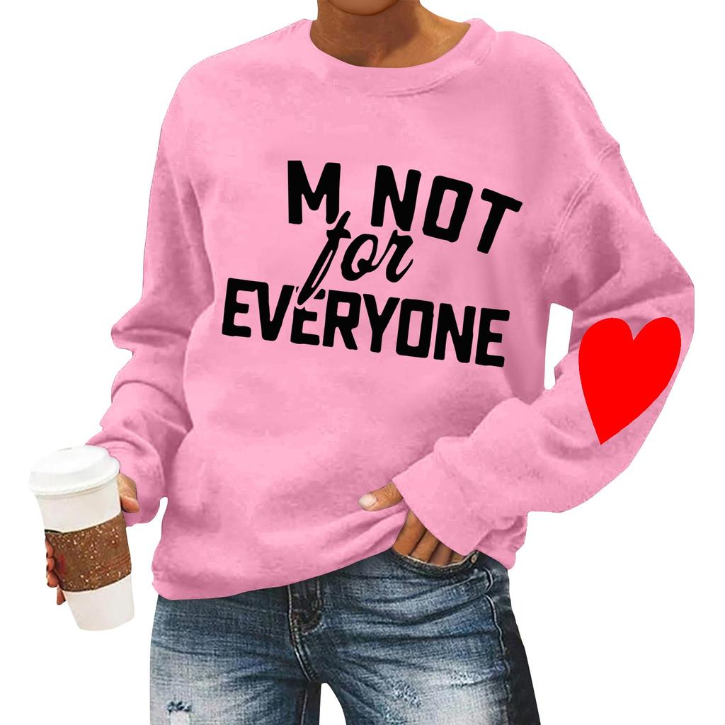 Женская повседневная мода ко Дню святого Валентина с принтом, длинным рукавом, круглым вырезом, толстовки, пуловеры, топы