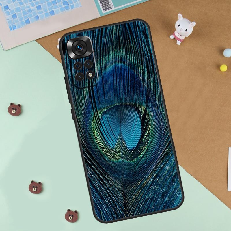 Bird Peacock Feather Case For Xiaomi Redmi 14C 10C 12C 13C Cover For Redmi Note 13 Pro 14 9 10 11 12 10S 11S 12S