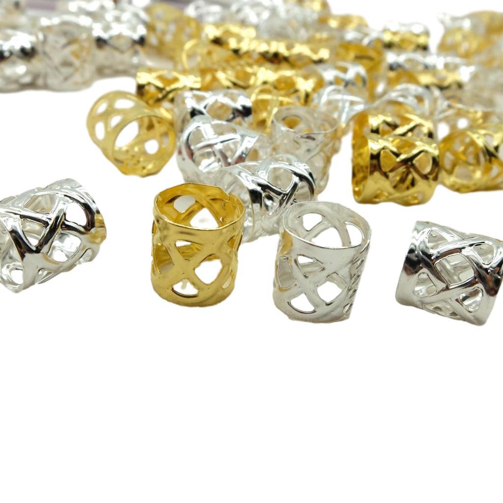 100PCS Hair Braid Dreadlock Beads Cuffs Clips Braid Spiral Braid Hair Extension for Accessories Hair Ring Mixing Color