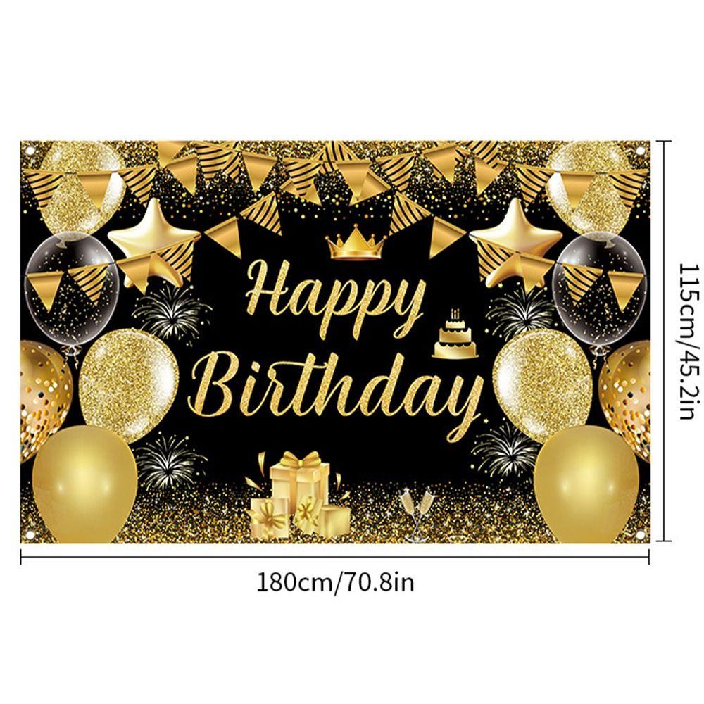 Celebrate Happy Birthday Photography Backdrop Black Gold Poster Photo Props School Studio