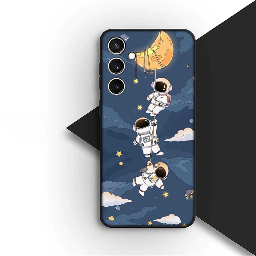 Cover Moon Cartoon Sky Astronaut Stars for Samsung Galaxy S22 S21 S20 Fe Ultra S9 Plus + A13 A22 M21 M31 M55 M15 Phone Case