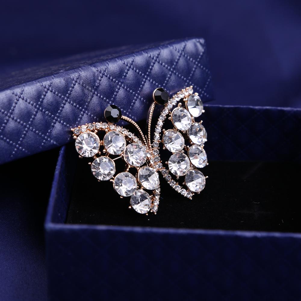 Новые продукты Цвет Золотая Бабочка Стразы Брошь Diy Насекомое Партия Свадебный Букет Брошь Подарочная Металлическая Брошь со Стразами