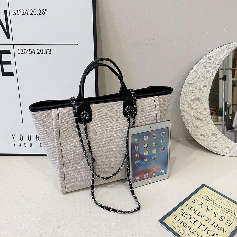 Fashion Simple Handbags Canvas Chain Bag Casual Large Capacity Chain Zipper Women's Shoulder Bag Tote Bag For Commute Shopping