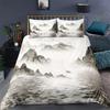 Nature Landscape Duvet Cover King/Queen Size,Chinese Ink Painting Style Bedding Set Mountain River 2/3pcs Polyester Quilt Cover