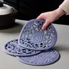 3pcs Round Silicone Placemats Retro Hollow Carved Dining Table Mats Set for Table Dishes and Pot Holders Kitchen Hot Pads