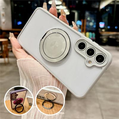 Магнитный держатель Прозрачный чехол для телефона для Samsung A51 A71 A31 A11 A21S A10S A20S A30S A50 Беспроводная зарядка Жесткая акриловая задняя крышка
