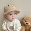 Solid Color Baby Bucket Hat Cotton Boys Girls Sunhat Lovely Baby Bear Hat Toddler